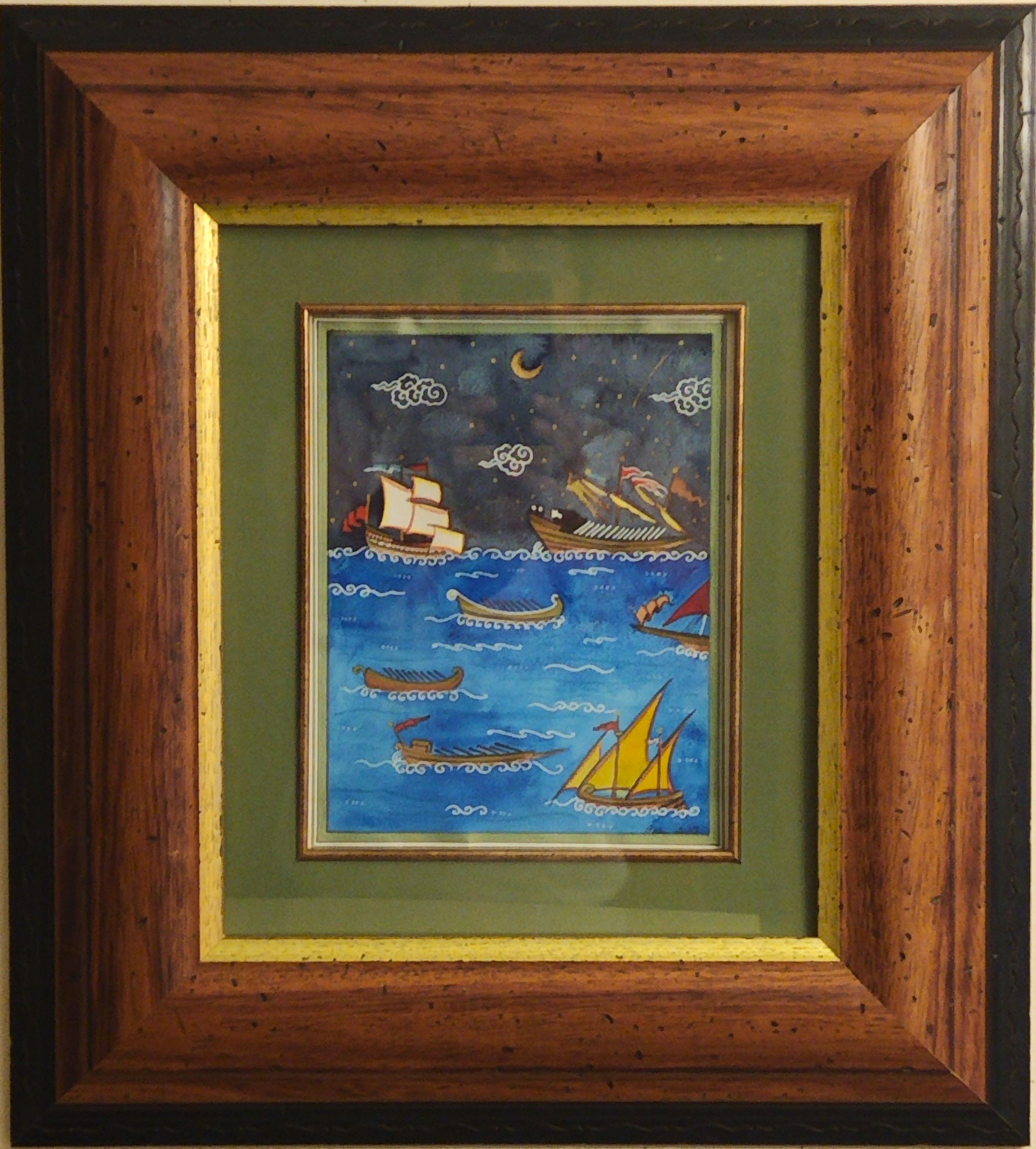 Minyatür 43x38 cm Eski Zaman Gemileri RENKLİ