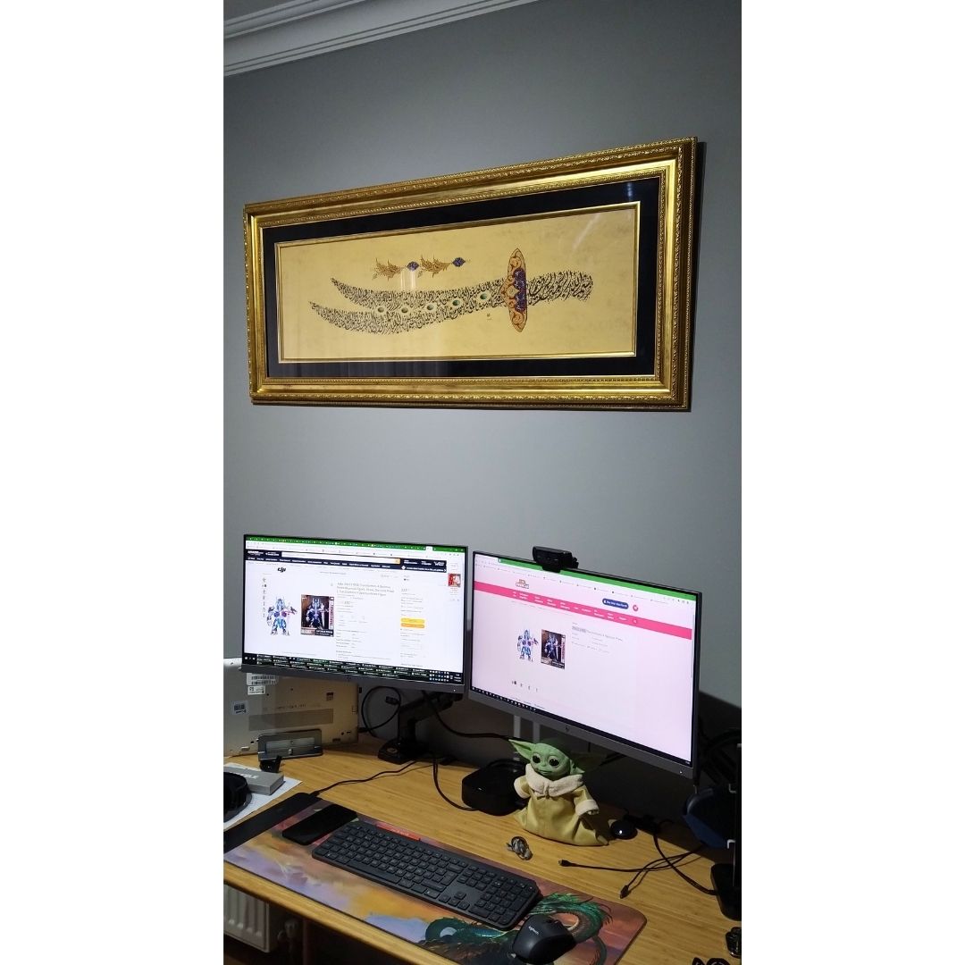 50x120 cm Hat Sanatı El Yazması Dekoratif Çerçeveli Zülfikar Kılıç Formunda Fetih Suresi