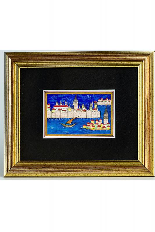 Minyatür 25x30 cm El Yapımı Dekoratif Çerçeveli TOPKAPI SARAYI VE KIZ KULESİ GÜNDÜZ