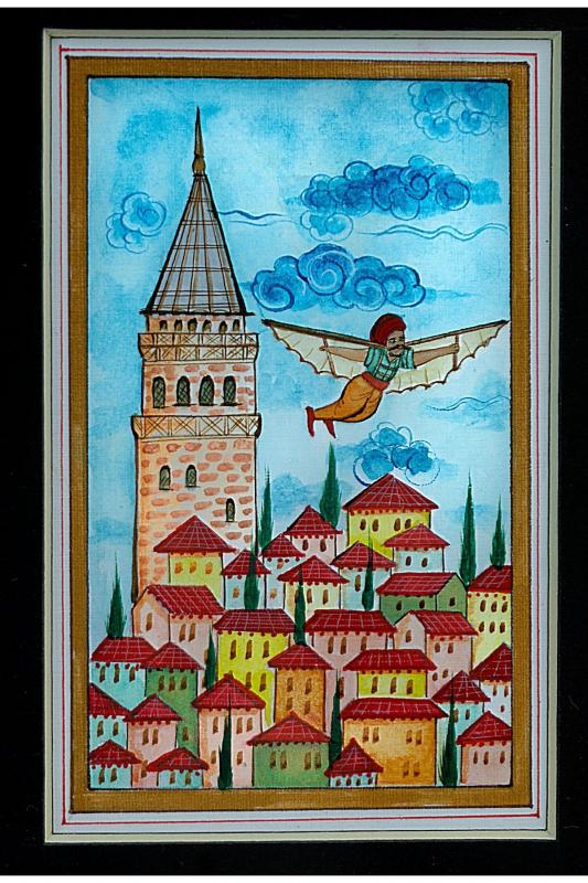 Minyatür 25x20 cm El Yapımı Dekoratif Çerçeveli GALATA KULESİ VE HAZERFEN