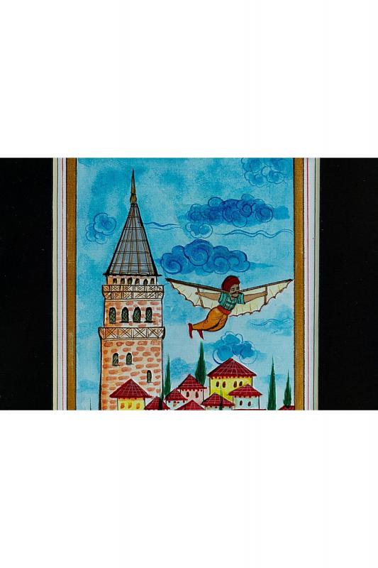 Minyatür 25x20 cm El Yapımı Dekoratif Çerçeveli GALATA KULESİ VE HAZERFEN