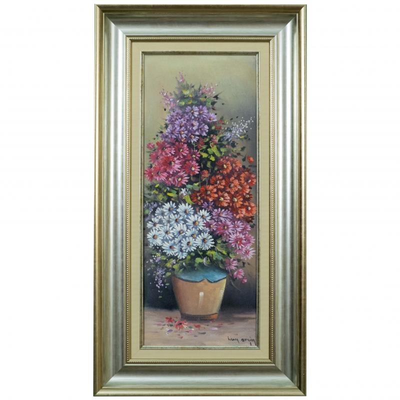 Yağlı Boya Tablo Orijinal 43x78 cm ’NEŞELİ ÇİÇEK SAKSIDA’’