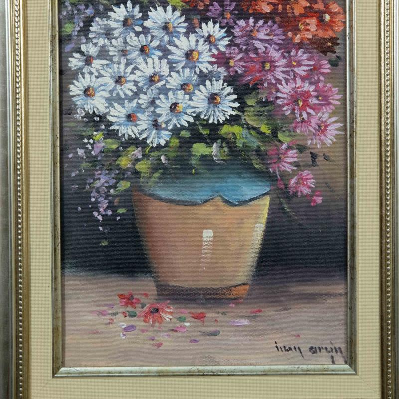 Yağlı Boya Tablo Orijinal 43x78 cm ’NEŞELİ ÇİÇEK SAKSIDA’’