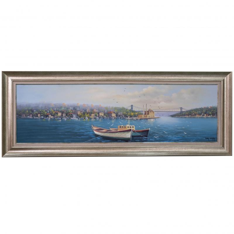 Yağlı Boya Tablo Orijinal 167x62 cm ’BEBEK CAMİ VE KÖPRÜ’’