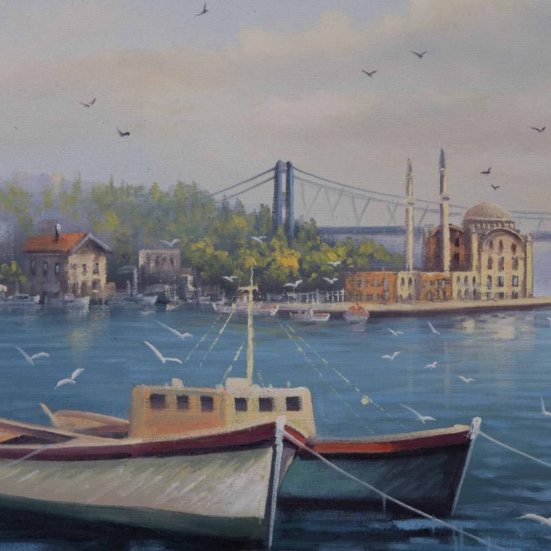 Yağlı Boya Tablo Orijinal 167x62 cm ’BEBEK CAMİ VE KÖPRÜ’’