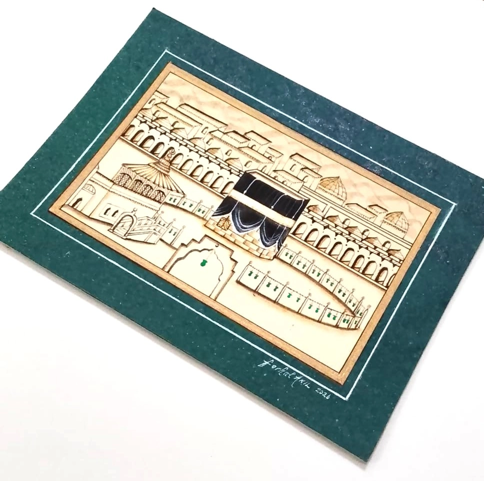 MİNYATÜR ÇERÇEVESİZ ORJİNAL ’’KABE-İ MUAZZAMA’’ 15X11 CM 