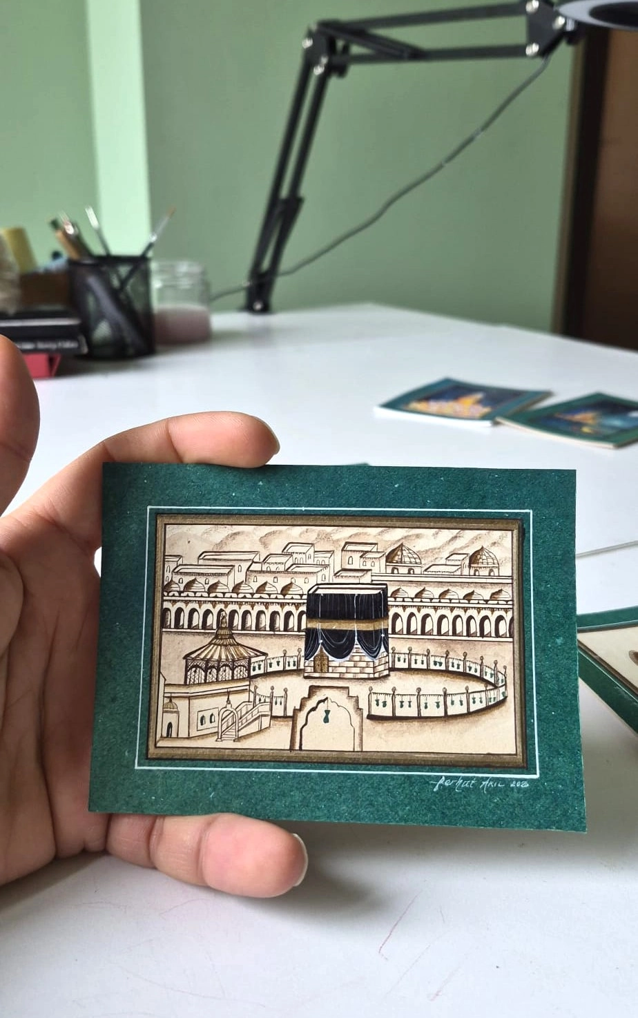 MİNYATÜR ÇERÇEVESİZ ORJİNAL ’’KABE-İ MUAZZAMA’’ 15X11 CM 