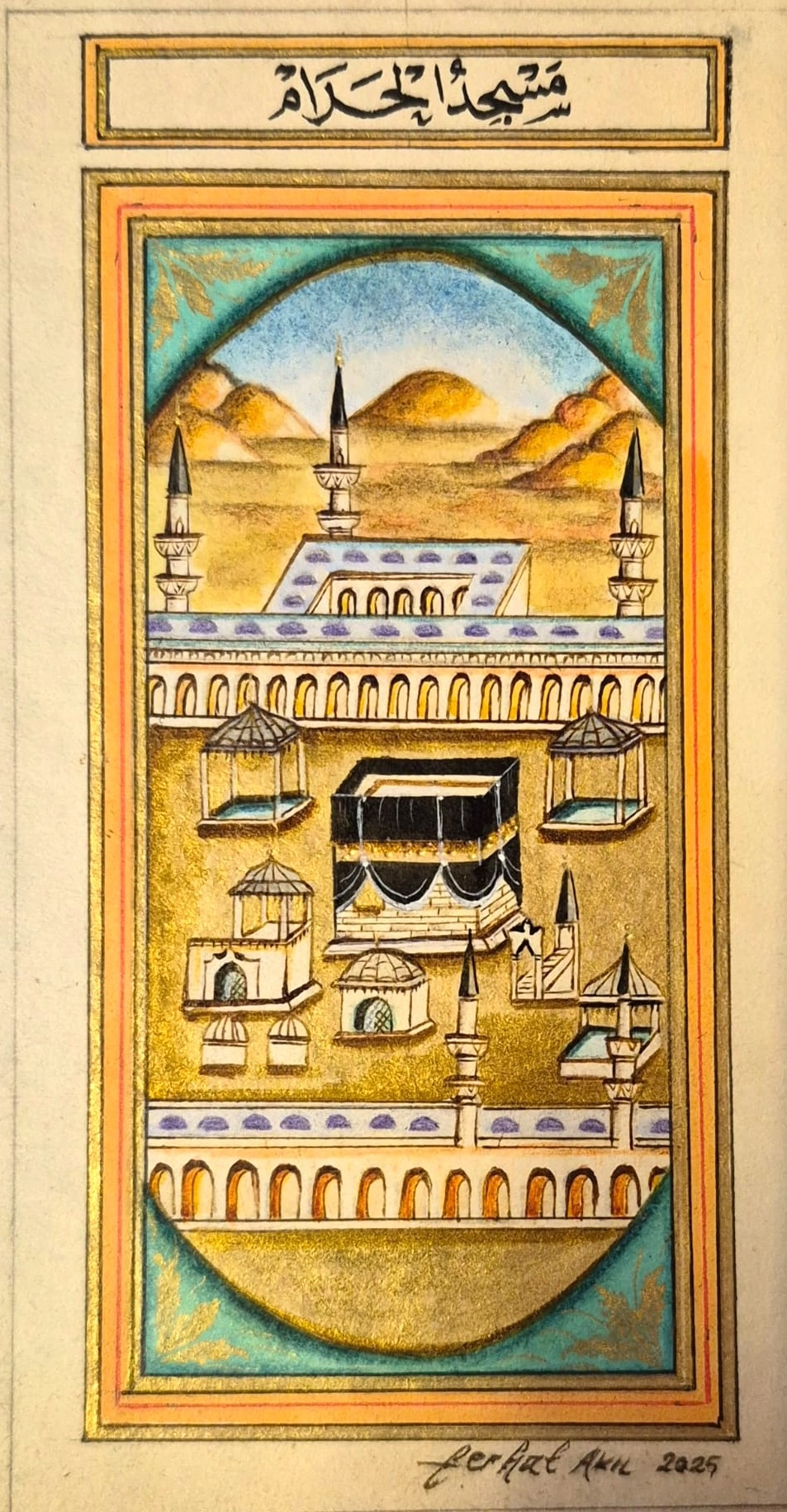 MİNYATÜR ÇERÇEVESİZ ORJİNAL ’’KABE-İ MUAZZAMA’’ 18X27 CM 