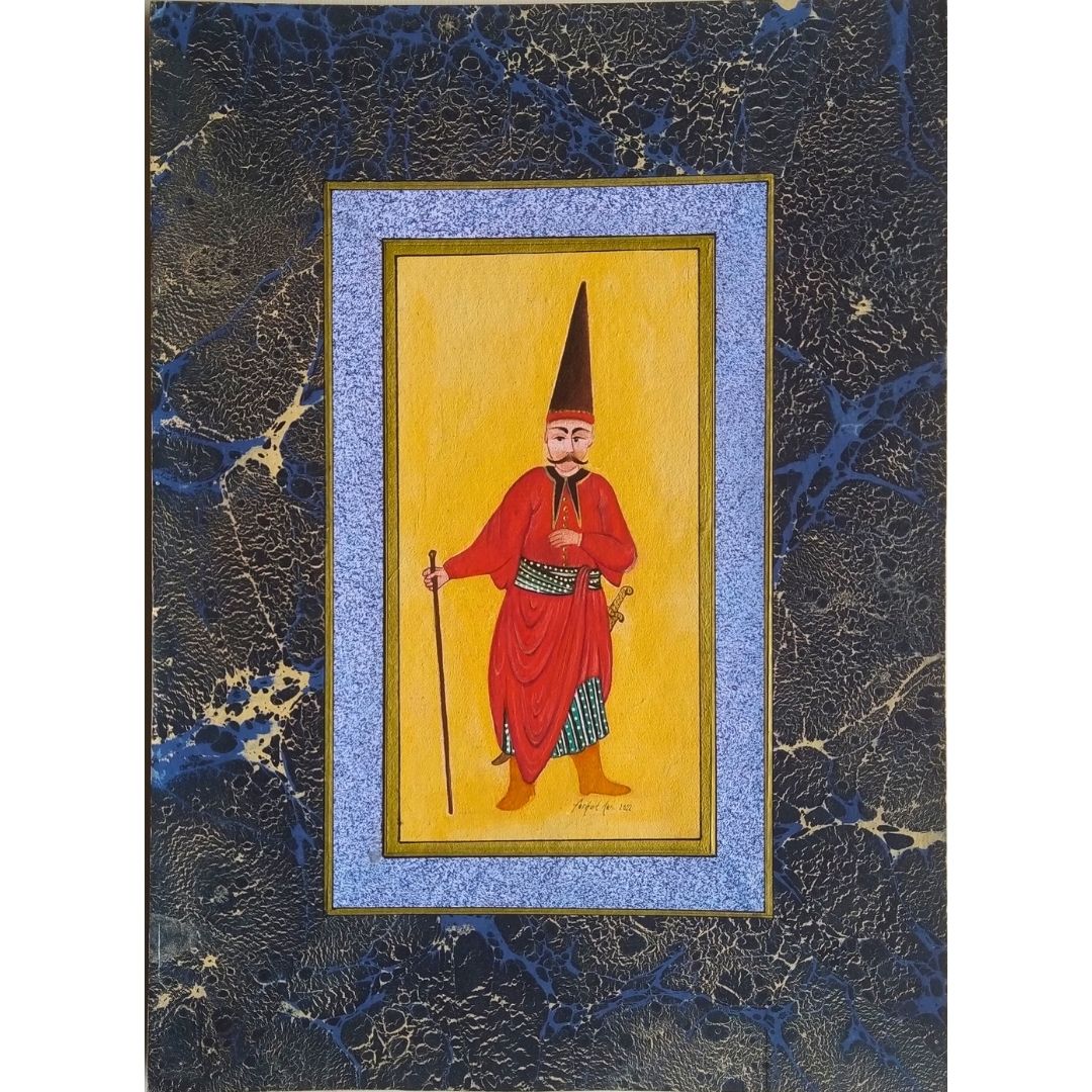 Minyatür Çerçevesiz 20x28 cm El Yapımı Haseki Ağa Figürü