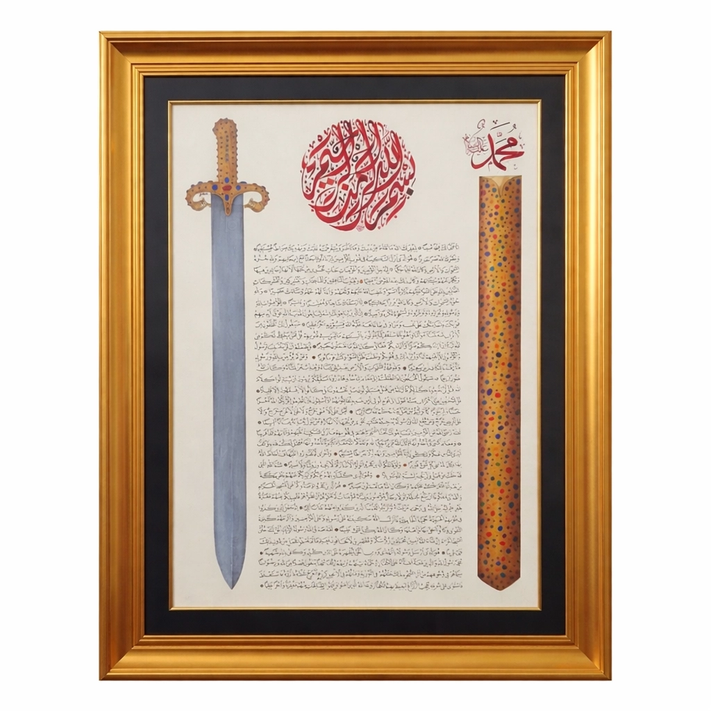 İslami Tablo 100x125 cm Hat Sanatı El Yazması FETİH Suresi Tamamı