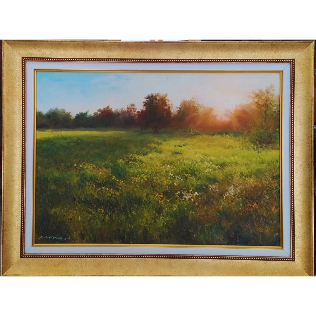 Yağlı Boya Tablo 86X66 cm Çayır ve Orman Manzara