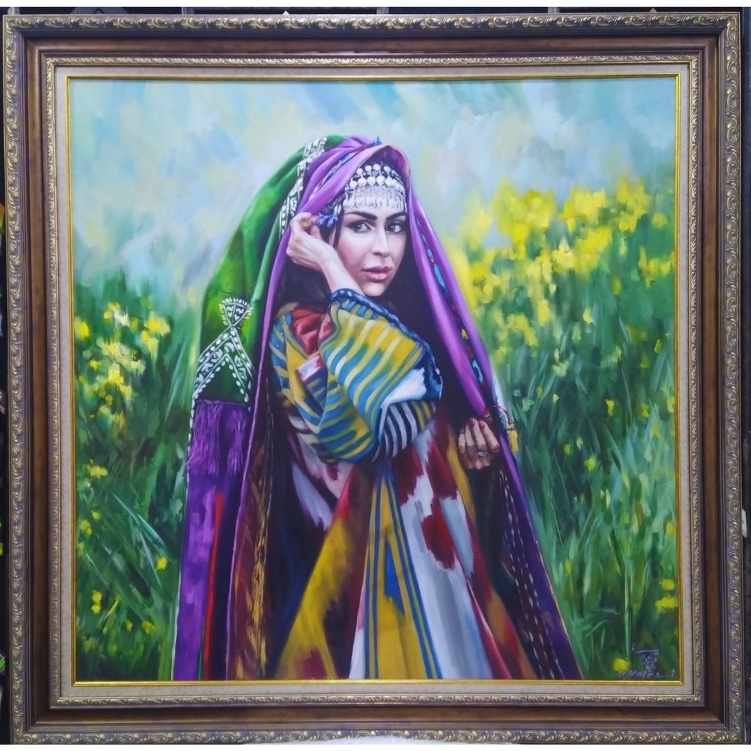 Yağlı Boya Tablo 120X120 cm Köylü Kadın