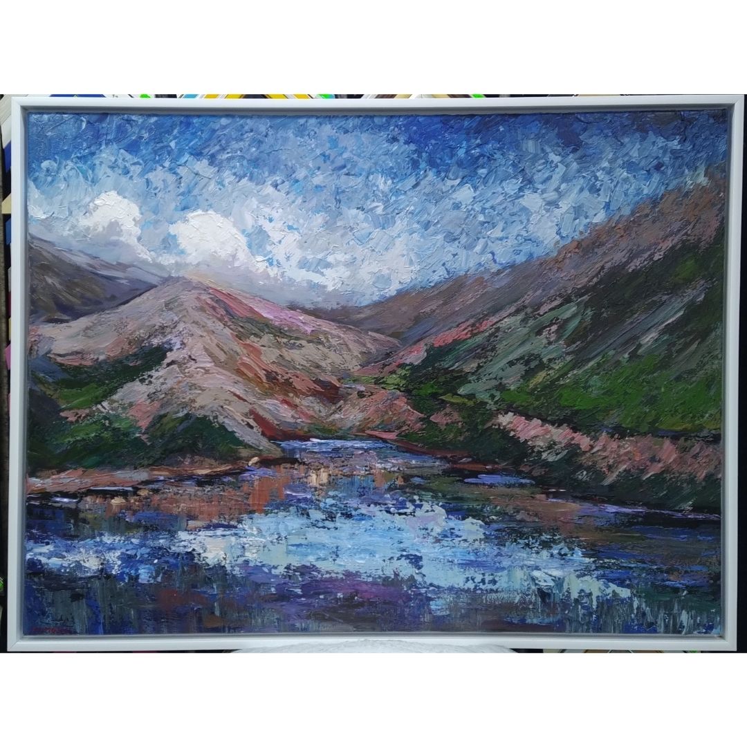 Yağlı Boya Tablo 125X95 cm Mavi Dağlar