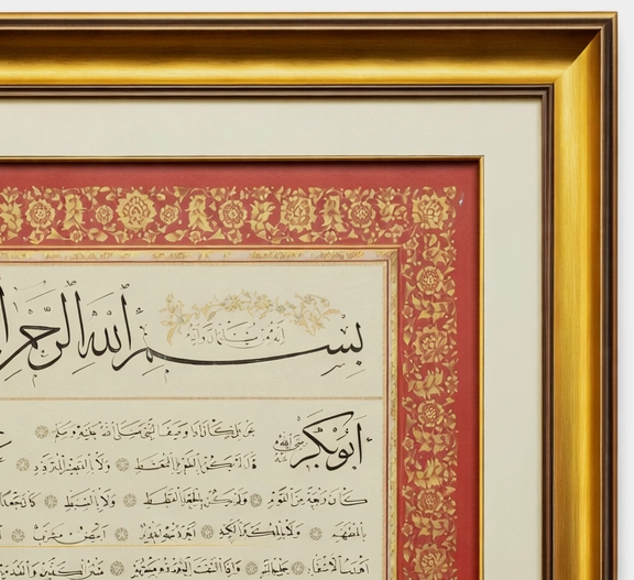 İslami Tablo 102X97 cmEl Yazması Hat Sanatı Dekoratif Çerçeveli Hilye-i Şerife
