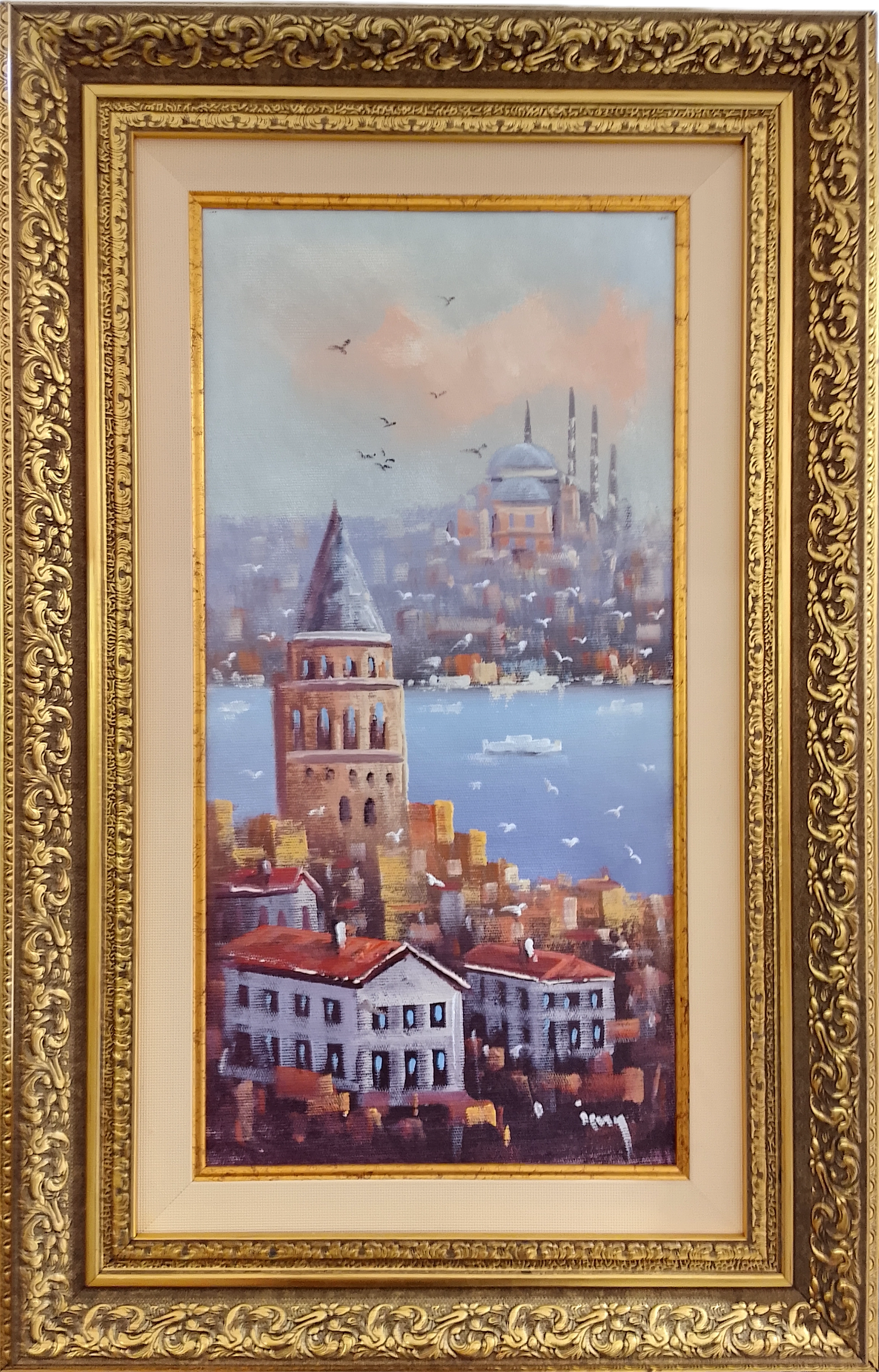 Yağlı Boya Tablo 55x36 cm GALATA MANZARA