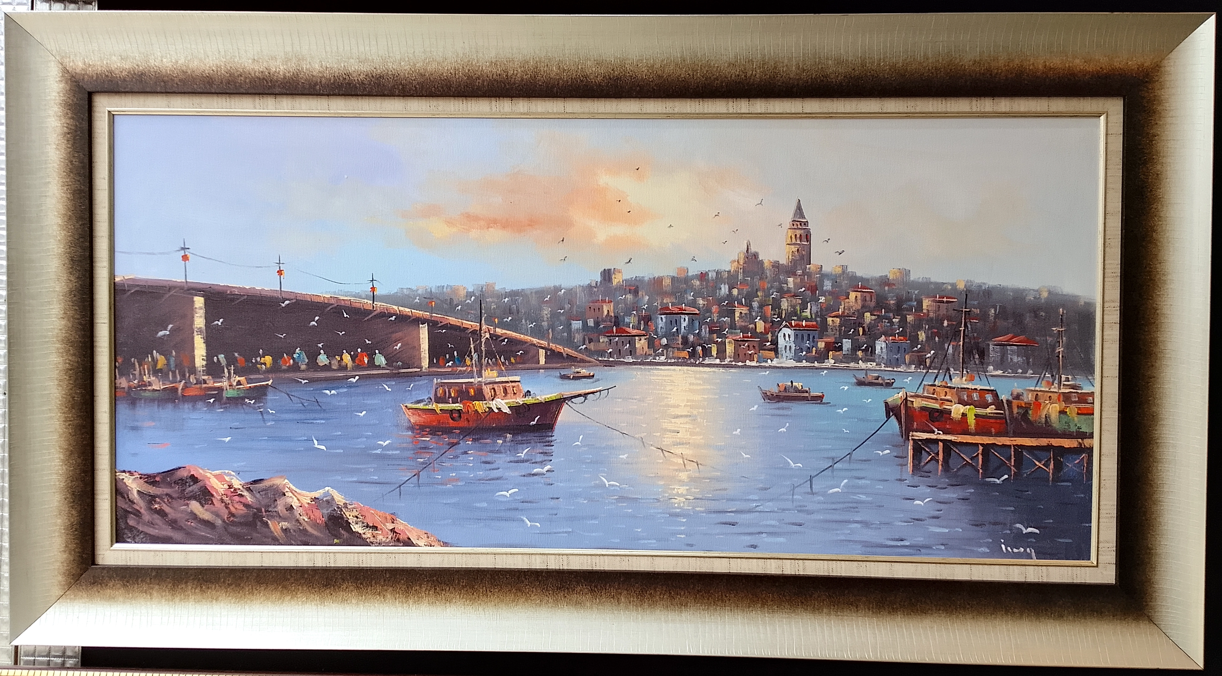 Yağlı Boya Tablo 70X130 cm KARAKÖY MANZARA