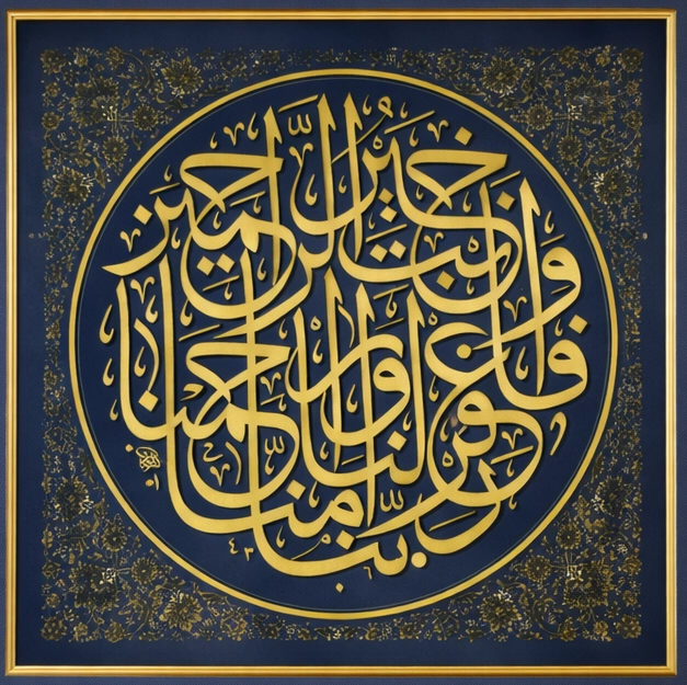 İslami Tablo 95X95 cm Tıpkı Basım Hat Sanatı Dekoratif Çerçeveli ’’Mü’minûn-109 ’’