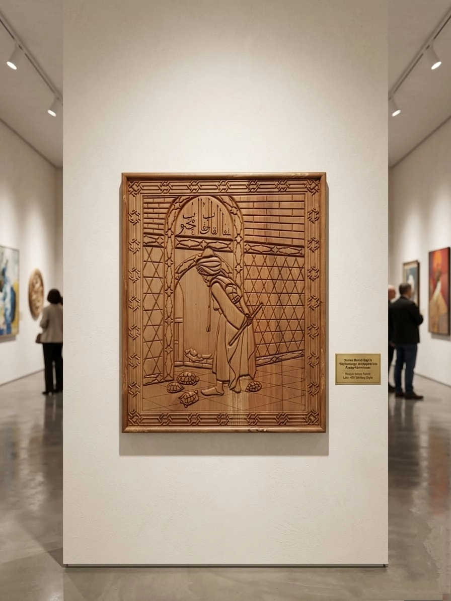 KAYIN MASİF KAPLUMBAĞA TERBİYECİSİ MOTİFİ 90X110 CM