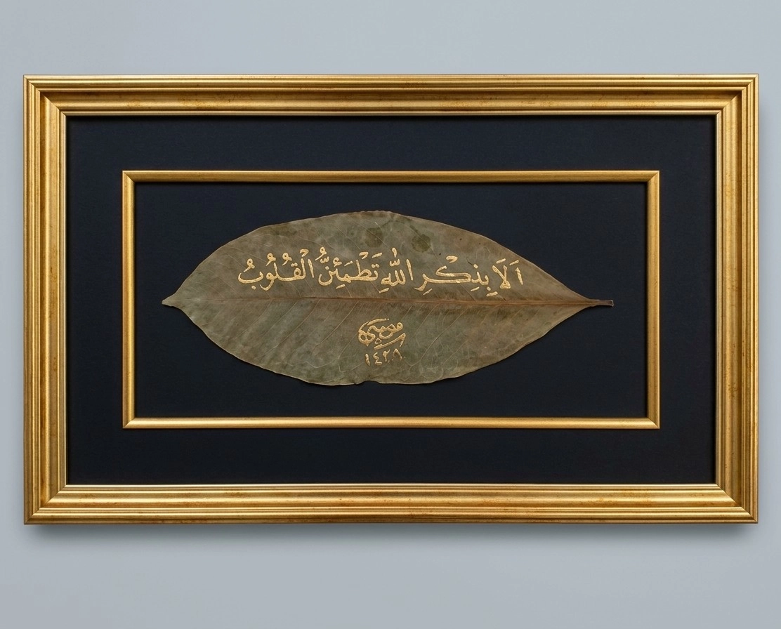 İslami Tablo 28*45 cm Yaprak Üzerine El Yazması RAD 28