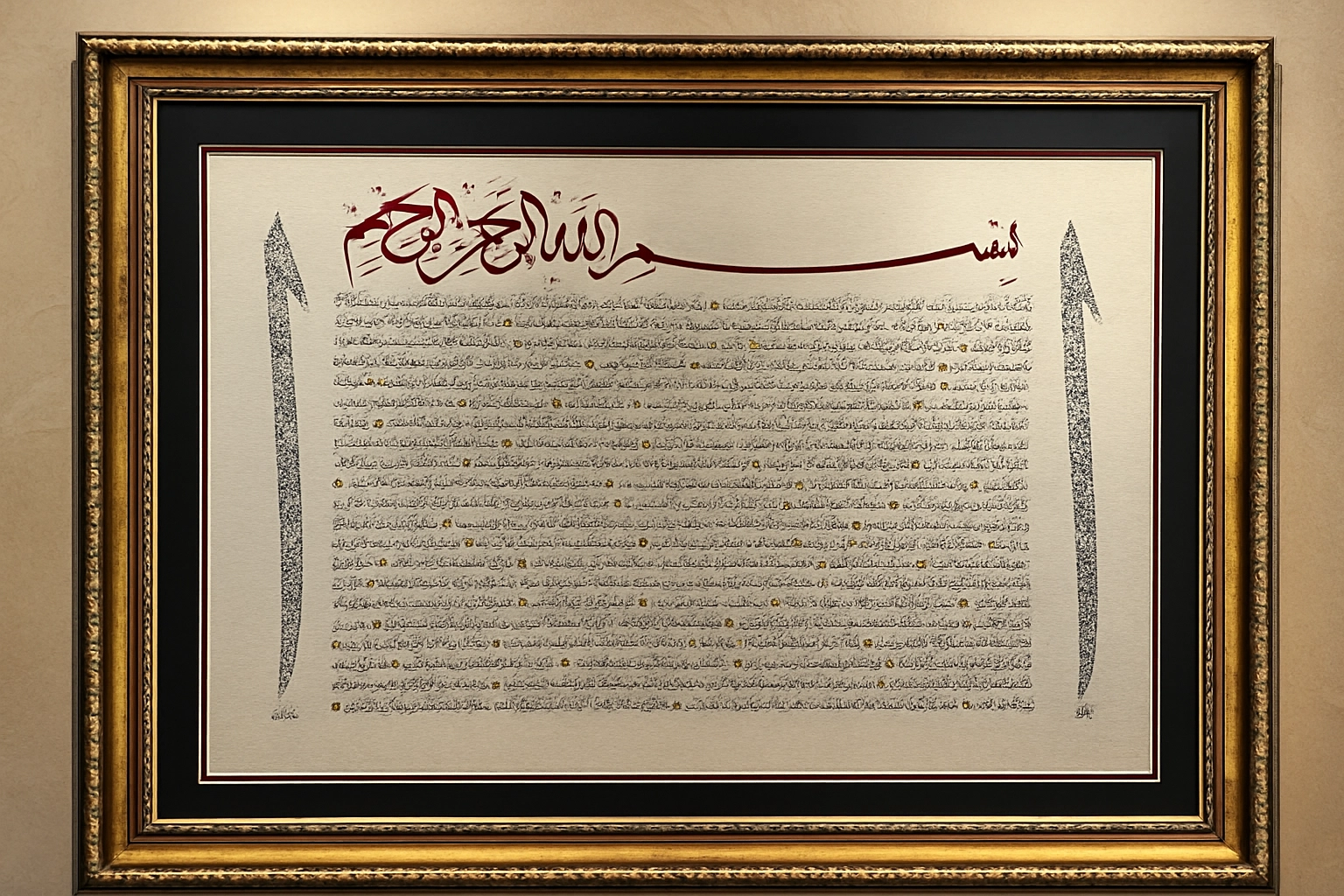 İslami Tablo 90x120 cm Hat Sanatı El Yazması Yasin Suresi Tamamı