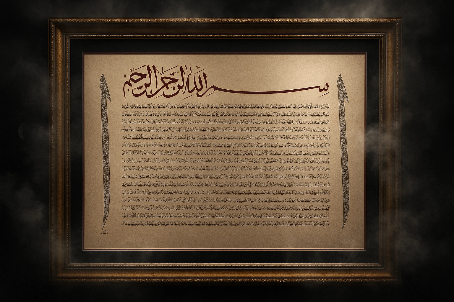 İslami Tablo 90x120 cm Hat Sanatı El Yazması Yasin Suresi Tamamı