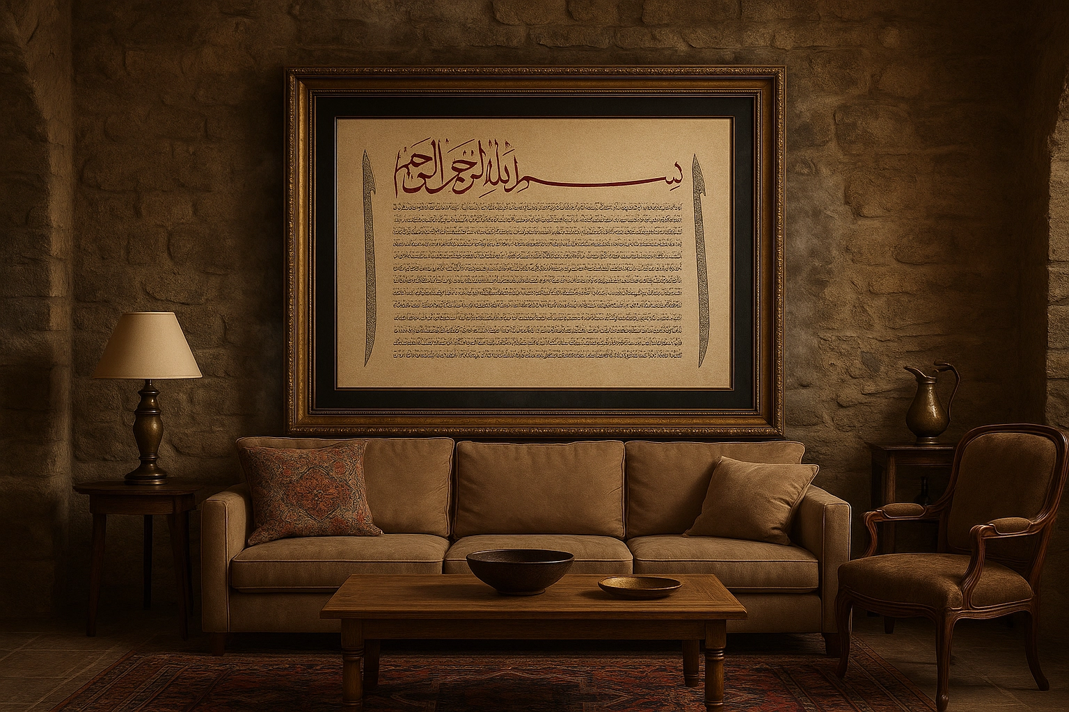 İslami Tablo 90x120 cm Hat Sanatı El Yazması Yasin Suresi Tamamı